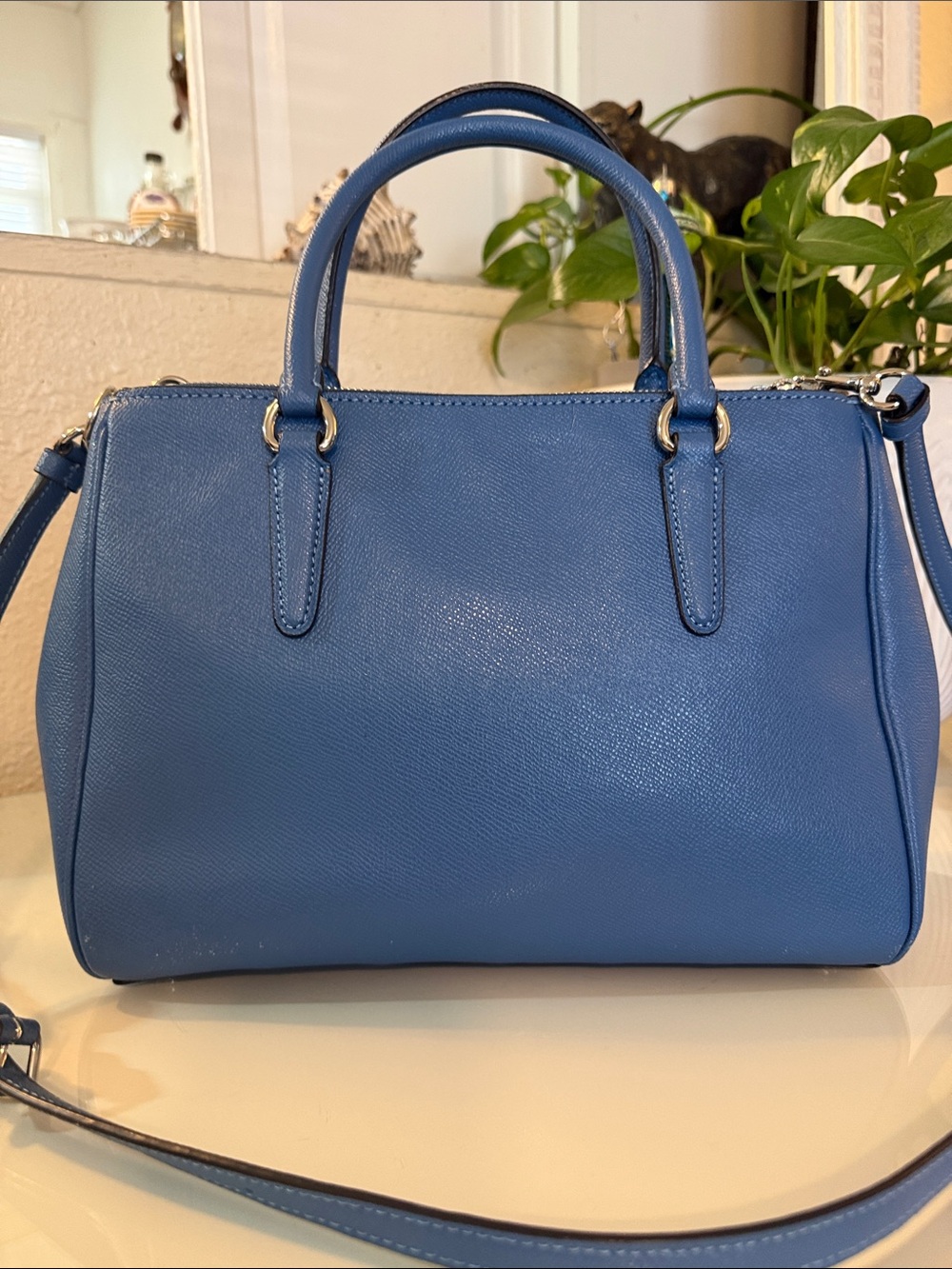 Coach Surrey Carryall in denim blue medium crossbody/top handle bag - Picture 3 of 16